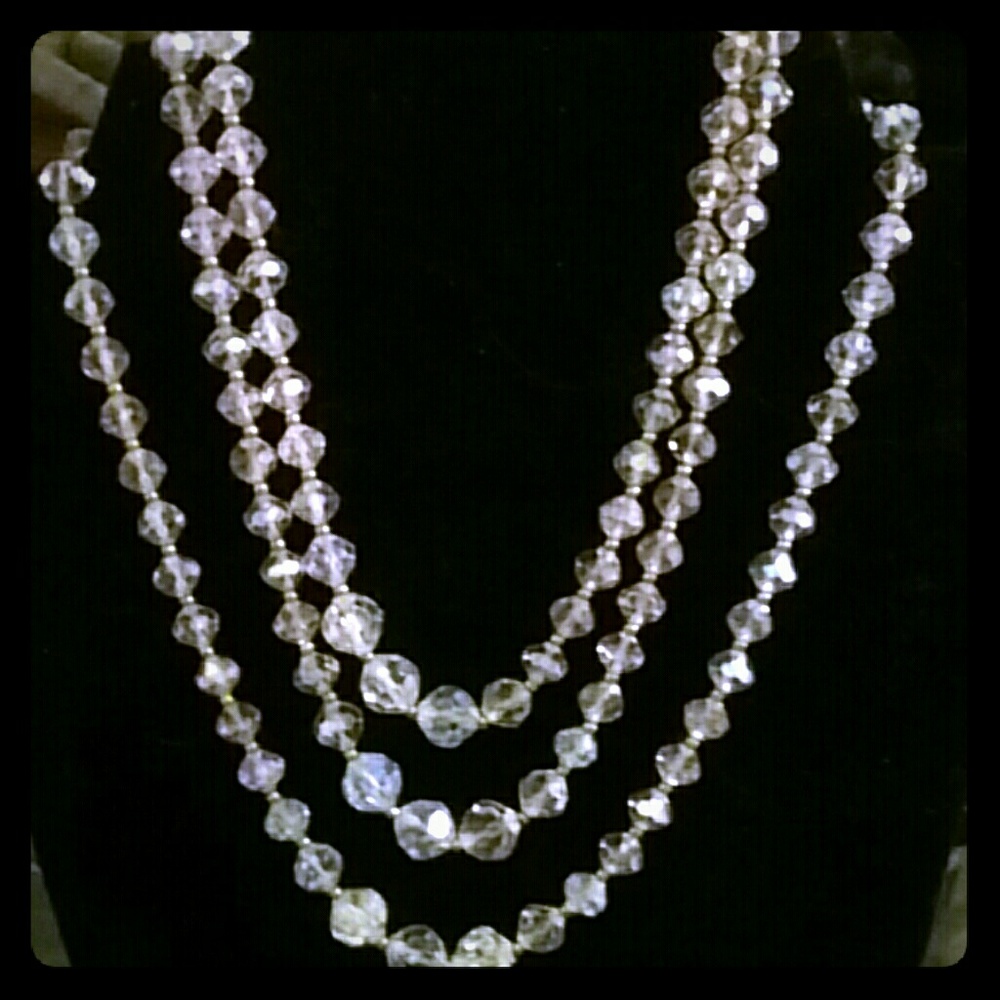 1962 three strand genuine crystal necklace.